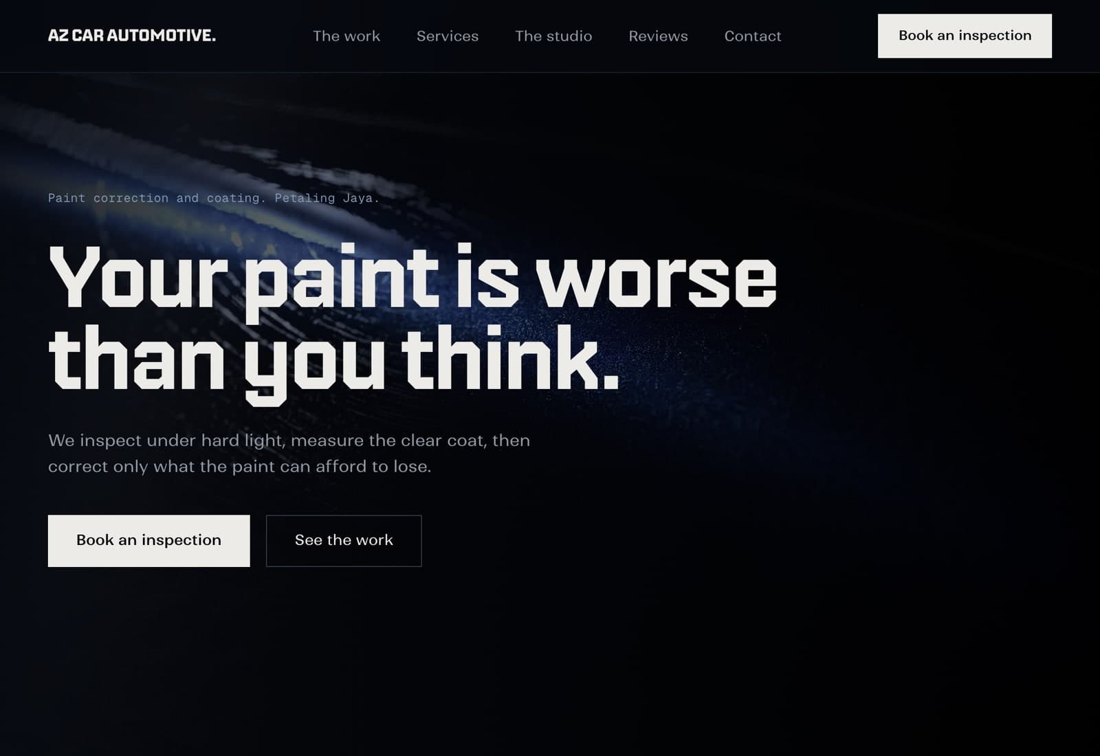 AZ Car Automotive homepage at desktop width