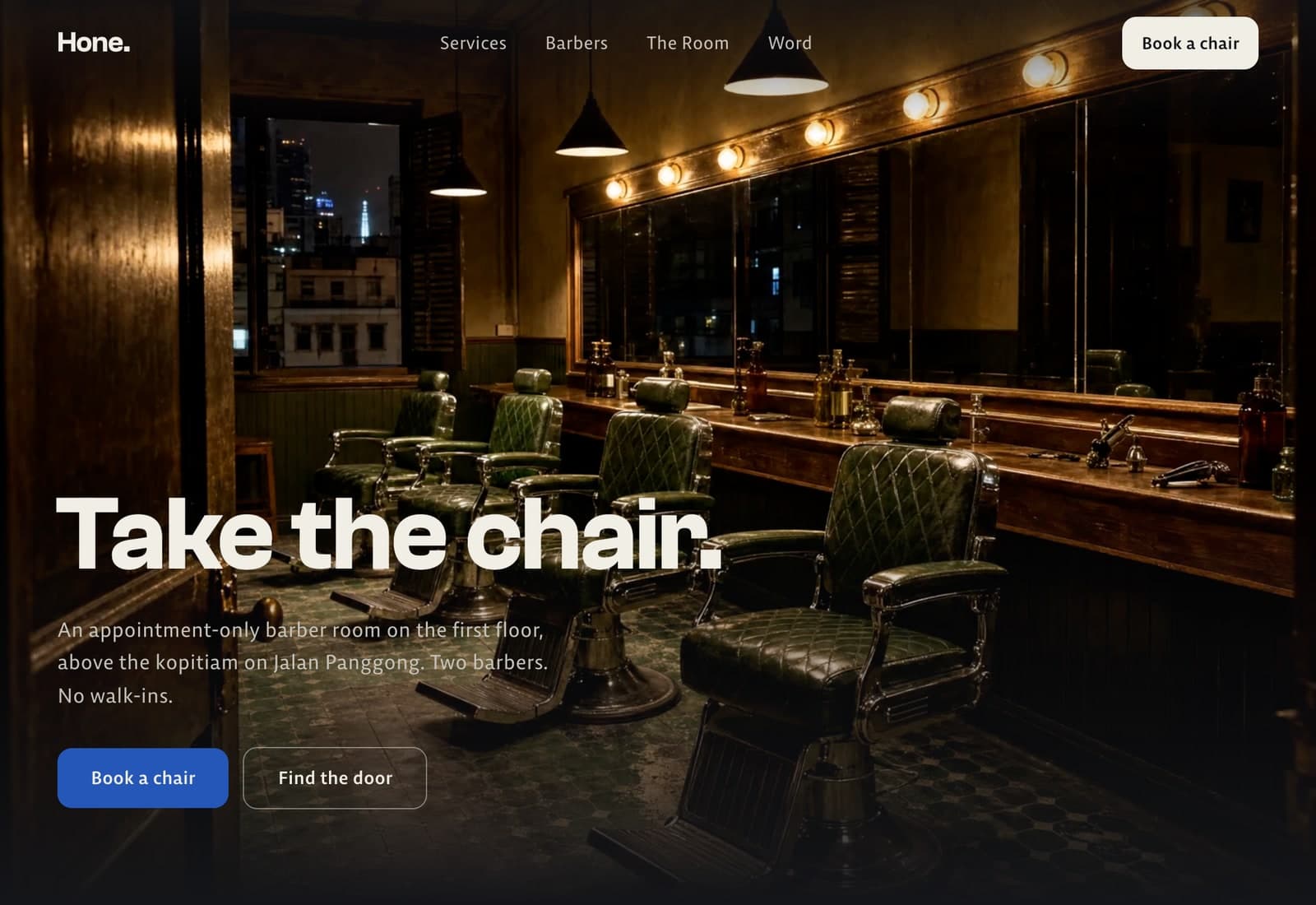 Hone homepage at desktop width