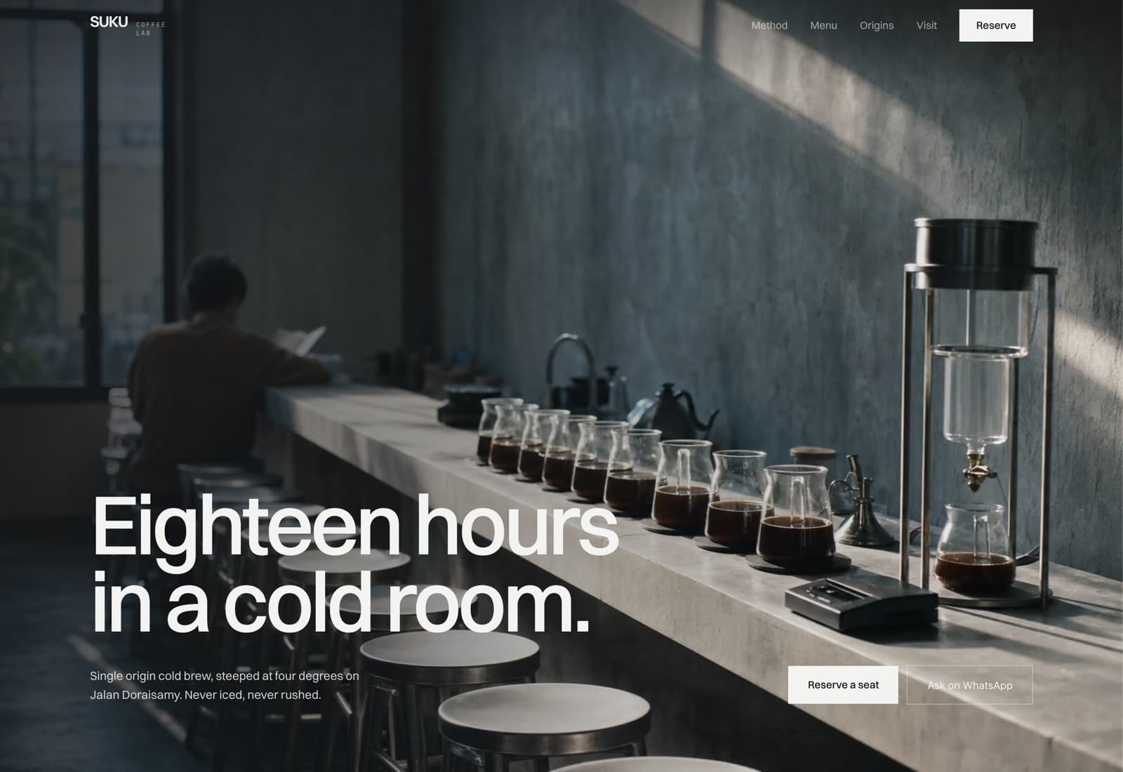 Suku Coffee Lab homepage at desktop width